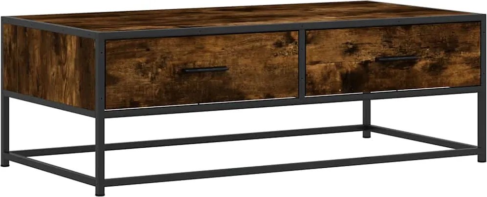vidaXL Măsuță de cafea stejar fumuriu 100x50x35cm lemn prelucrat/metal