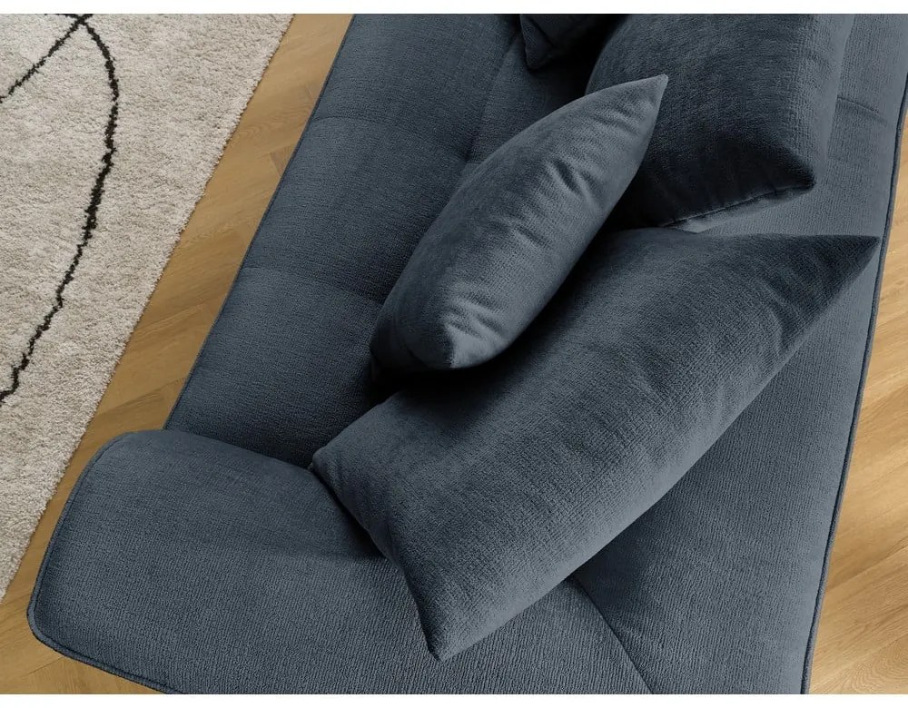 Canapea albastru-închis cu tapițerie din chenille 237 cm Whesley – Bobochic Paris