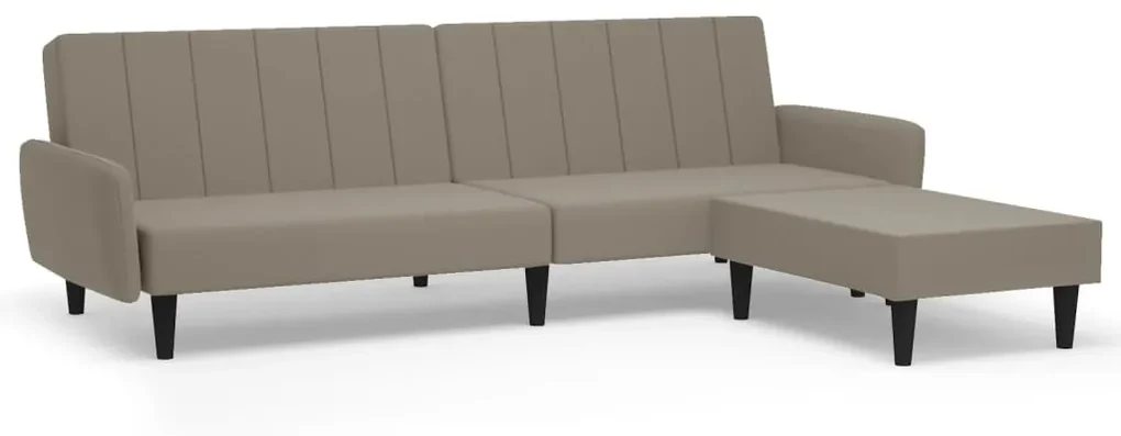 3080720 vidaXL Canapea extensibilă 2 locuri, cu taburet, gri deschis, catifea