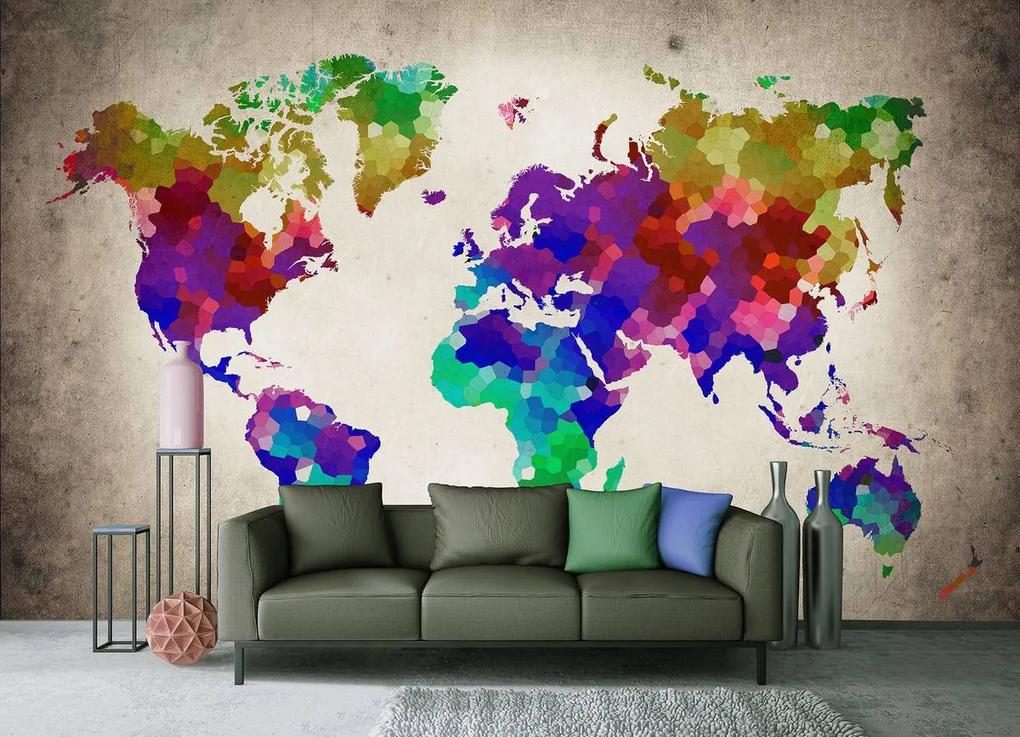 Fototapet - Harta lumii colorată (152,5x104 cm), în 8 de alte dimensiuni noi