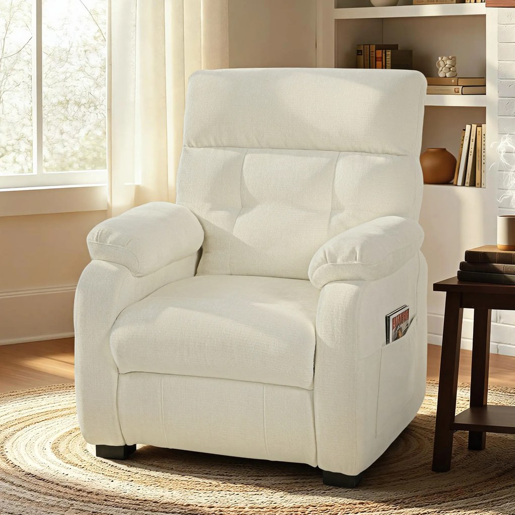 HOMCOM Fotoliu Relax Electric Reclinabil 150° cu Suport pentru Picioare, Șezut Spațios, Fotoliu Silențios, Port USB, Funcție Memory, Telecomandă, din Catifea, pentru Living, Alb | Aosom Romania