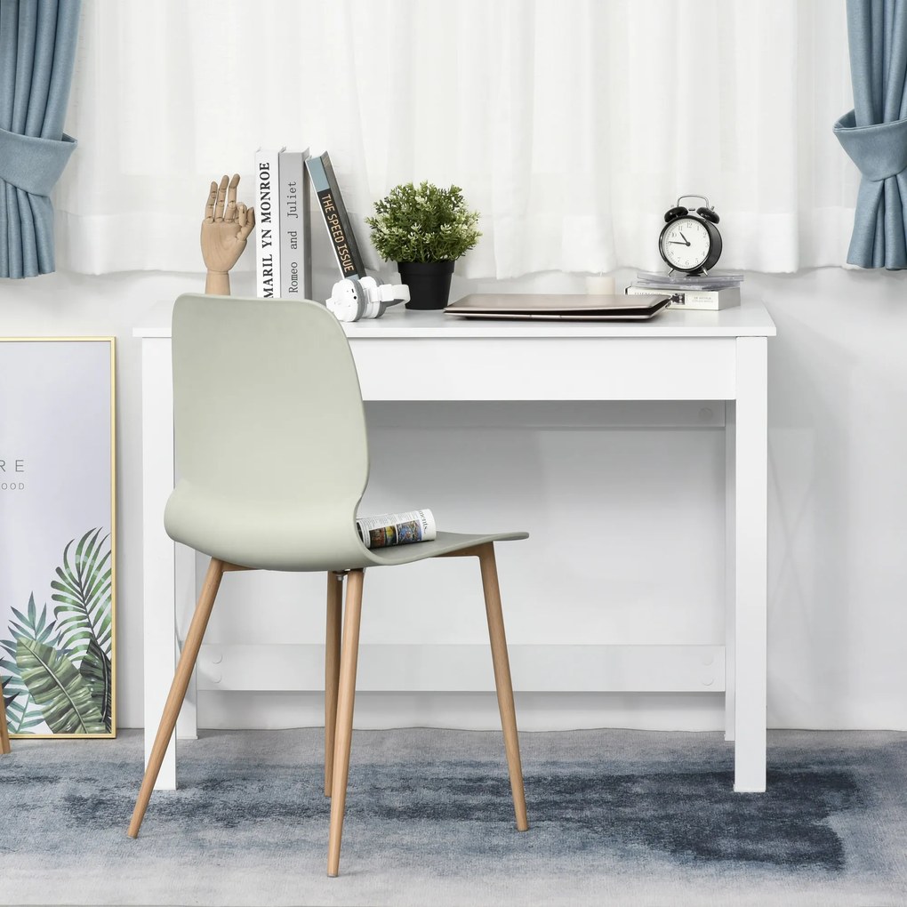 HOMCOM, Birou de Studiu, Stil Modern, MDF, Metal, 105x50x76 cm, Alb | Aosom Romania