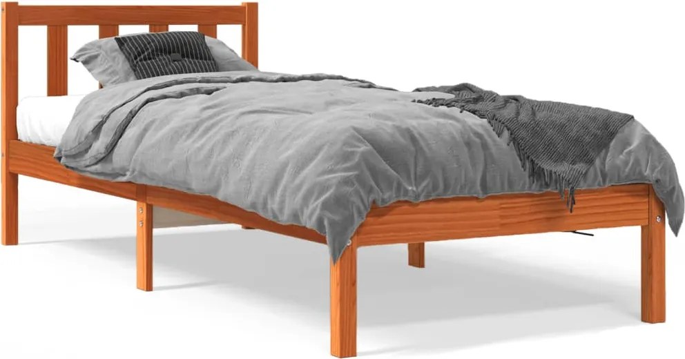 vidaXL Cadru pat fără saltea, maro ceruit, 90x190 cm, lemn masiv pin