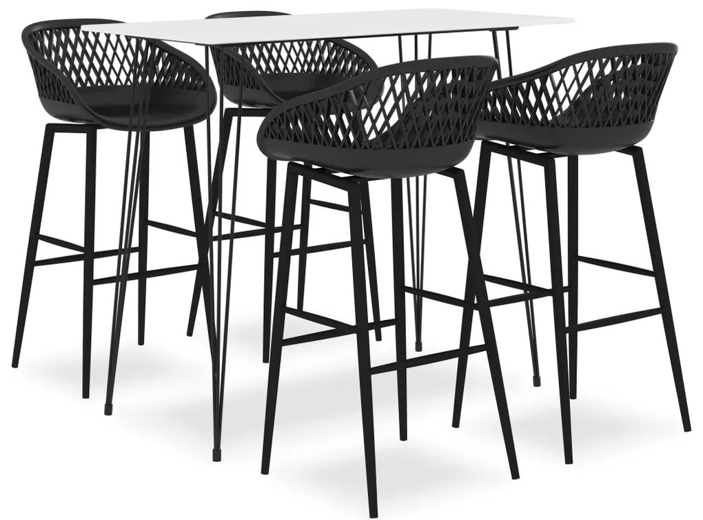 vidaXL Set mobilier de bar, 5 piese, alb și negru