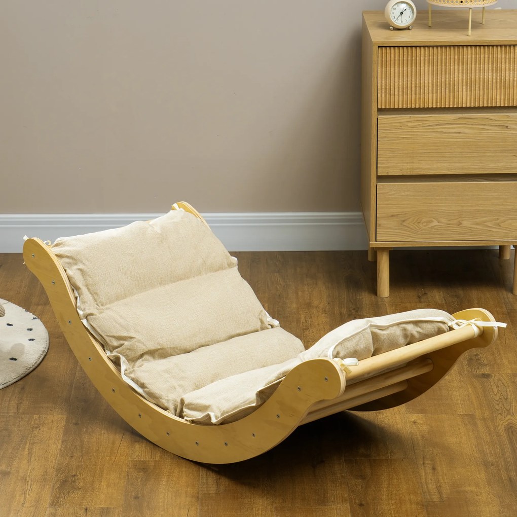 AIYAPLAY Set de cățărare pentru copii, design 4 în 1 cu arc, leagăn, pernă, rampă de alunecare, pentru interior, lemn | Aosom Romania