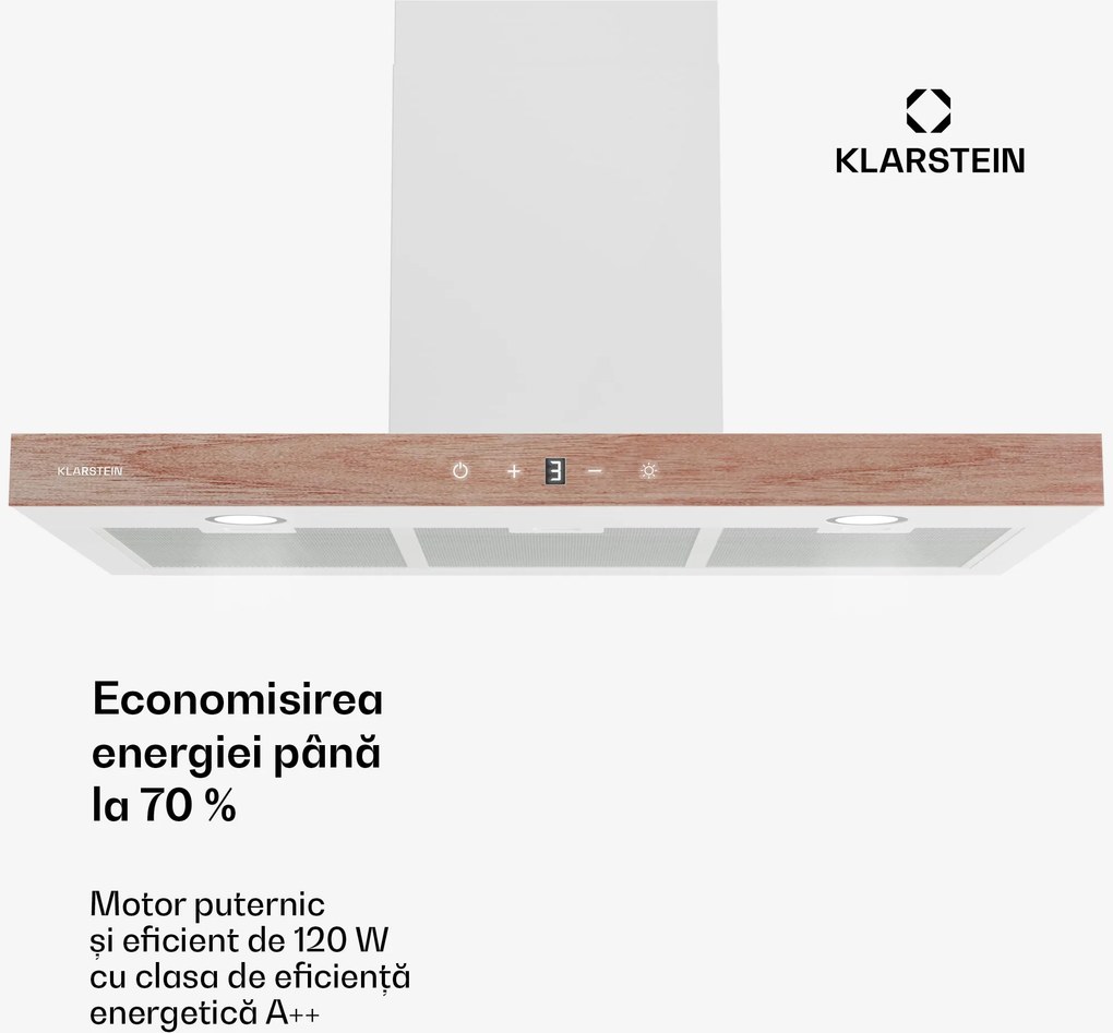 Klarstein Hota ZenFusion T, 881,6 m³/h, A++, 210 W DC, 47 dB, evacuare/recirculare.