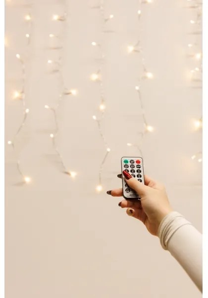 Perdea LED dimabilă pentru exterior CURTAIN 360xLED/8,4W/230V 2x2 m IP44 alb cald + telecomandă