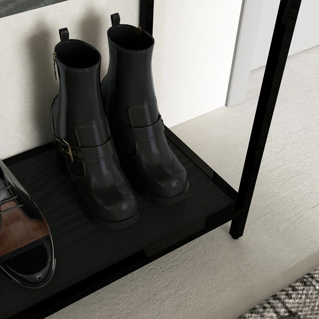 HOMCOM Masă consolă cu 2 rafturi, Masă de hol, Consolă de hol, Negru | Aosom Romania