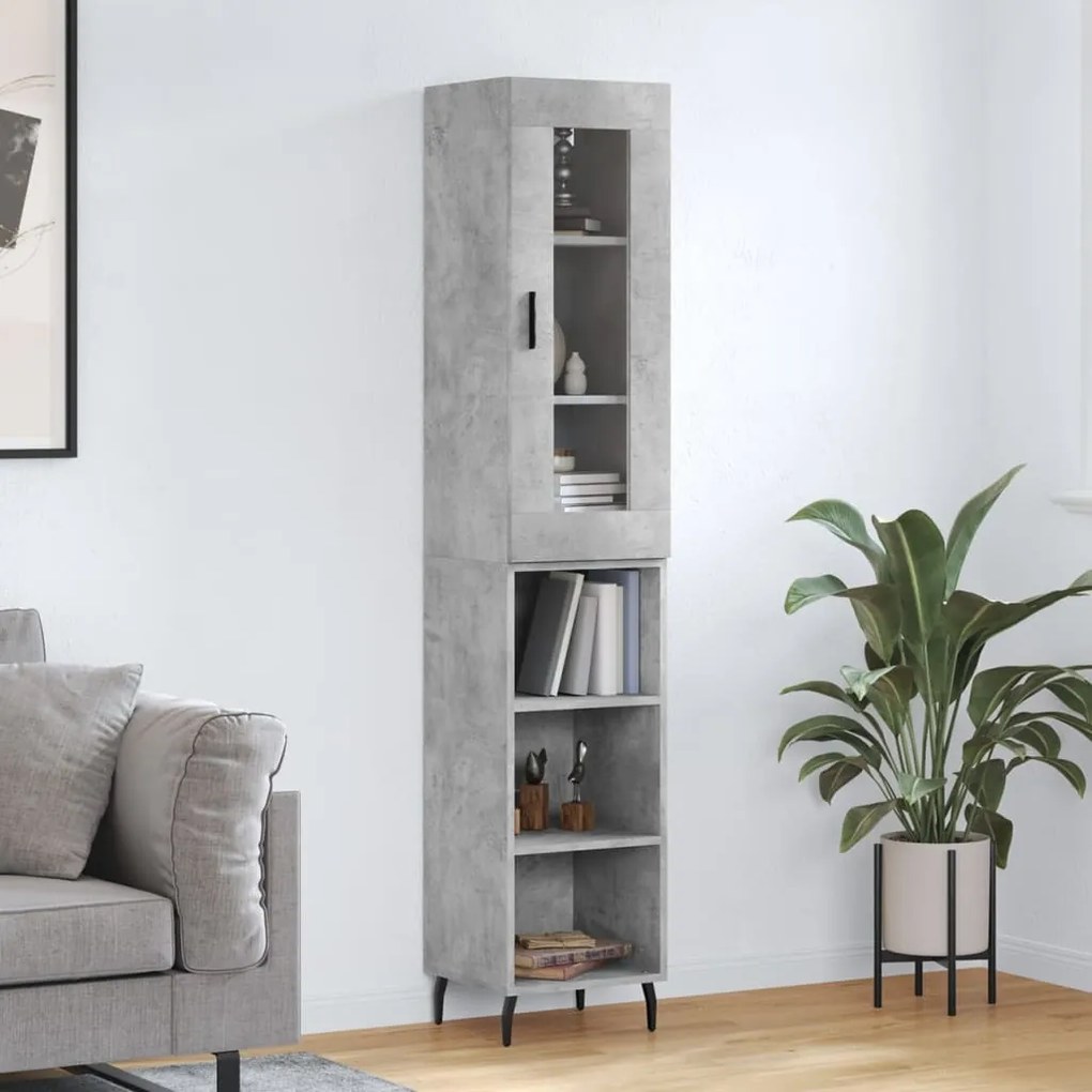 vidaXL Dulap înalt, gri beton, 34,5x34x180 cm, lemn prelucrat