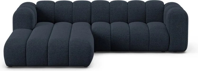 Colțar albastru închis cu tapițerie din chenille (cu colț pe partea stângă/cu șezlong) Lupine – Micadoni