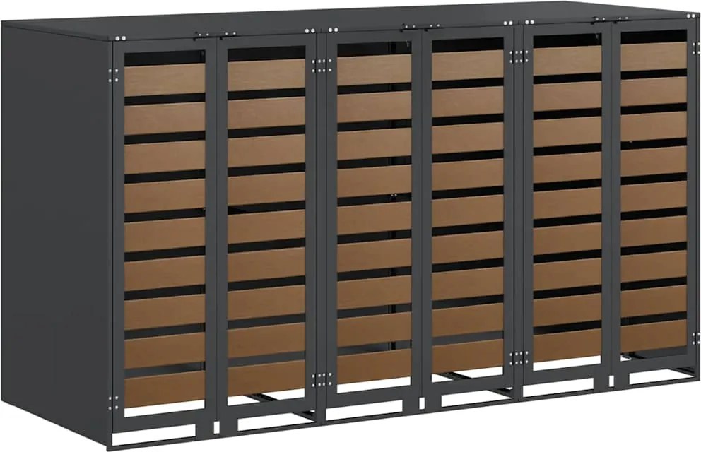 vidaXL Depozitare pentru 3 pubele Wheelie 340 x 77.5 x 115.5 cm Oțel