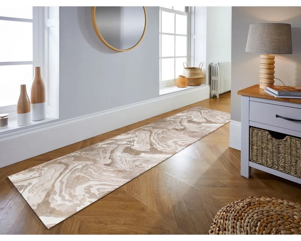 Covor tip traversă bej 60x230 cm Marbled – Flair Rugs