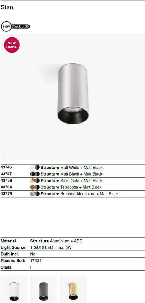 Spot aplicat pentru tavan si plafon design modern STAN aluminiu/negru