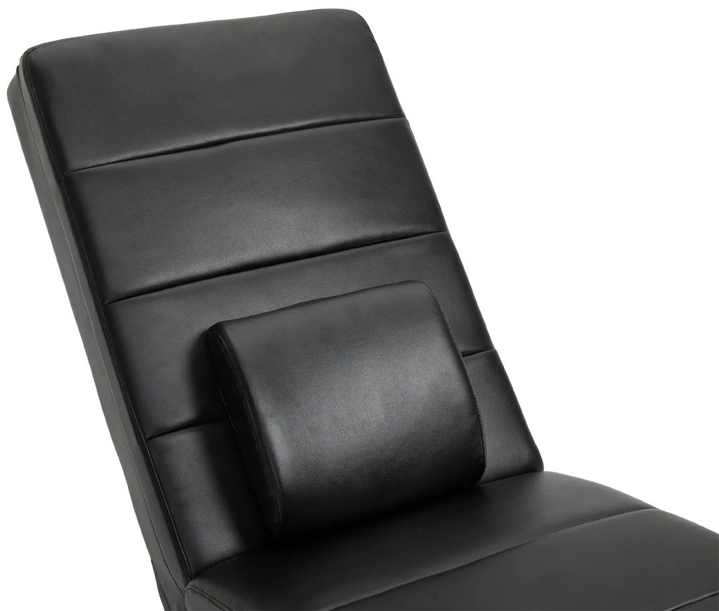 HOMCOM Relaxliege cu funcție de masaj, fotoliu de lounge ergonomic cu spătar înalt, cu funcție de masaj și pernă cu design Zero-G, fotoliu de lounge din piele ecologică, metal, spumă, negru, 58 x 163 x 87 cm | Aosom Romania