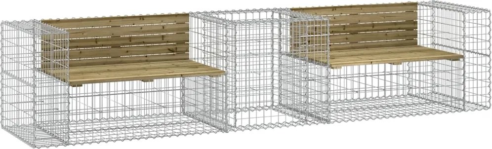 vidaXL Bancă de grădină & coș gabion, lemn de pin tratat