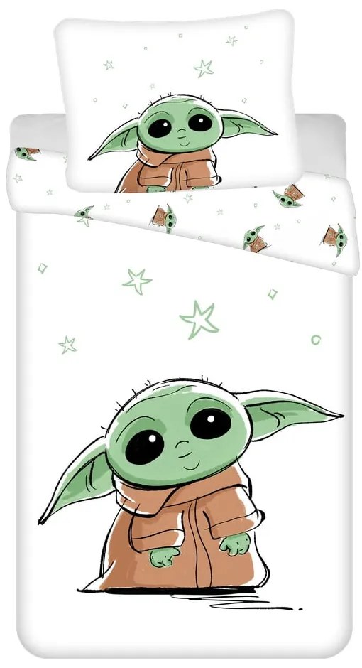 Lenjerie de pat pentru copii din bumbac pentru pat de o persoană 140x200 cm Star Wars Baby Yoda – Jerry Fabrics