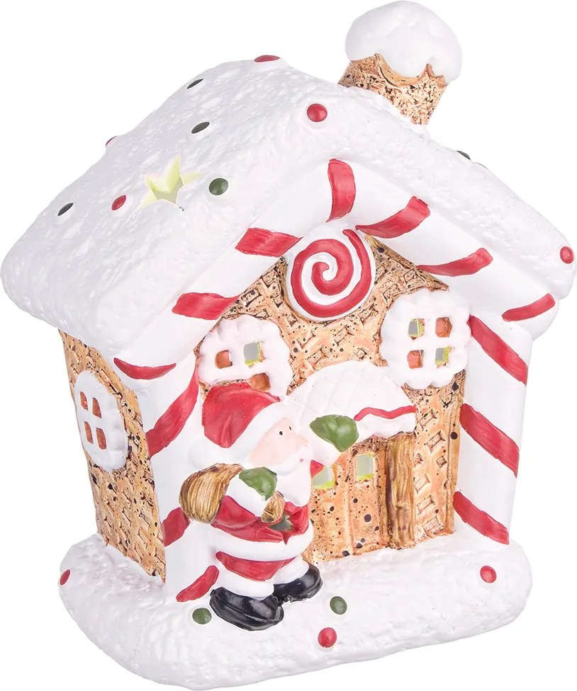 Casuta Craciun cu led Candy ceramica 12x7x14h