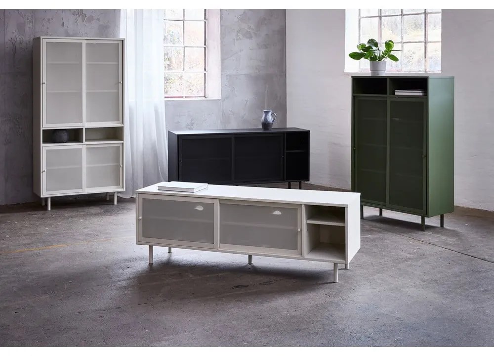 Comodă TV verde-închis din metal 160x55 cm Veep – Unique Furniture
