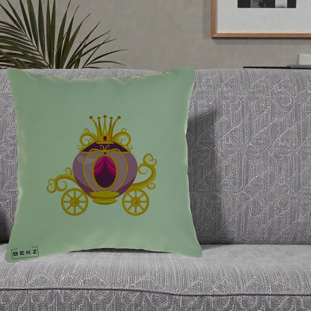 Perna Decorativa Trasura Regala Aurie, 40x40 cm, Verde, Husa Detasabila, Perna Inclusa, BEKZ®