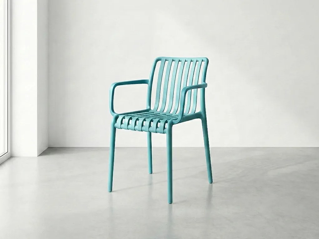 Scaun din plastic TREGO cu brate, albastru