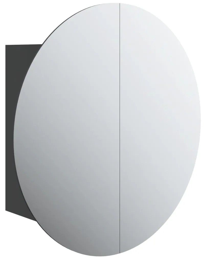 345580 vidaXL Dulap de baie cu oglindă rotundă și LED, negru, 40x40x17,5 cm