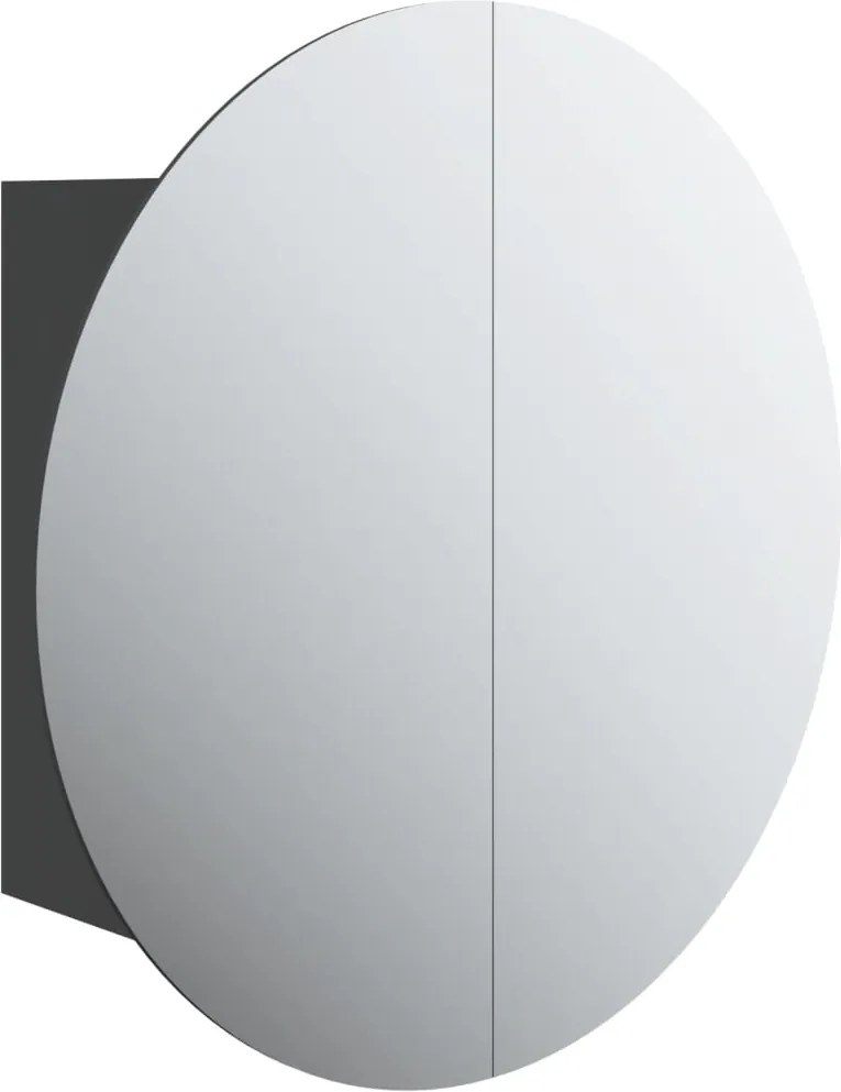 vidaXL Dulap de baie cu oglindă rotundă și LED, negru, 40x40x17,5 cm