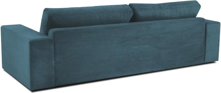 Canapea turcoaz extensibilă cu tapițerie din catifea reiată 250 cm Donatella – Milo Casa