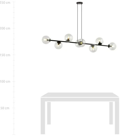 Lustră pe cablu ROSSI 8xE14/10W/230V negru/transparent