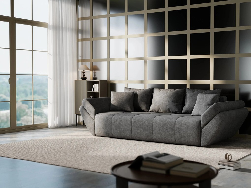 Canapea extensibilă dumonde cu ladă de depozitare si sezut confortabil din spuma high-density, Berlin Enjoy Kaki 250x100 cm