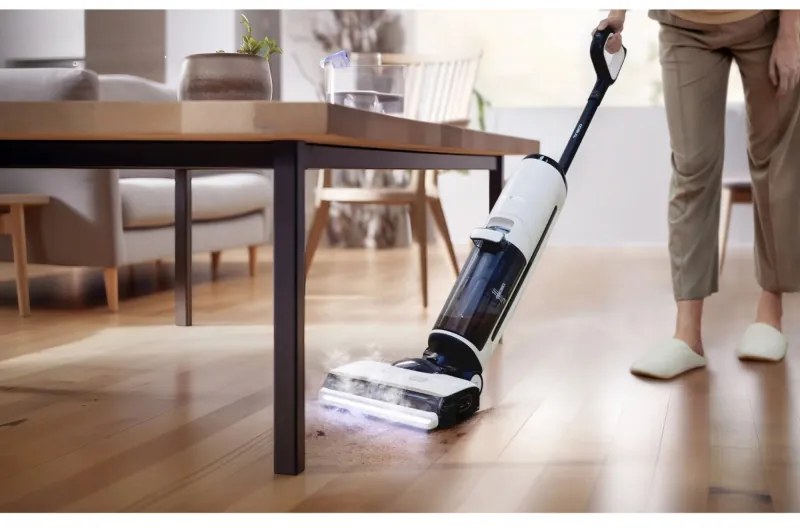 Aspirator vertical Tineco Floor One S7 Steam Plus 4B1, 240W, Curatare uscata/umeda, Ecran LED și iluminare, Abur + uscare, Alb/Negru