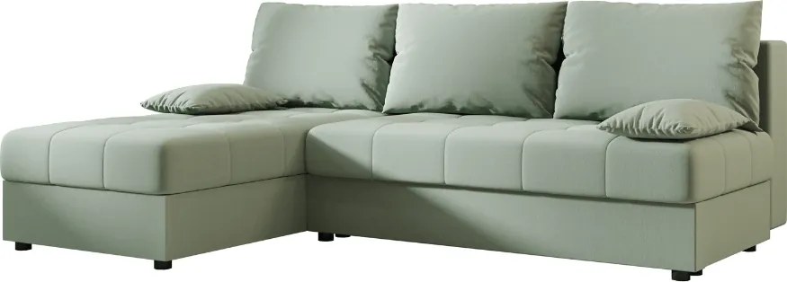 OFERTA Canapea extensibila reversibila in forma de L VENORIA SLIM 200x143 cm, verde deschis + 2 pernute GRATIS calitate II