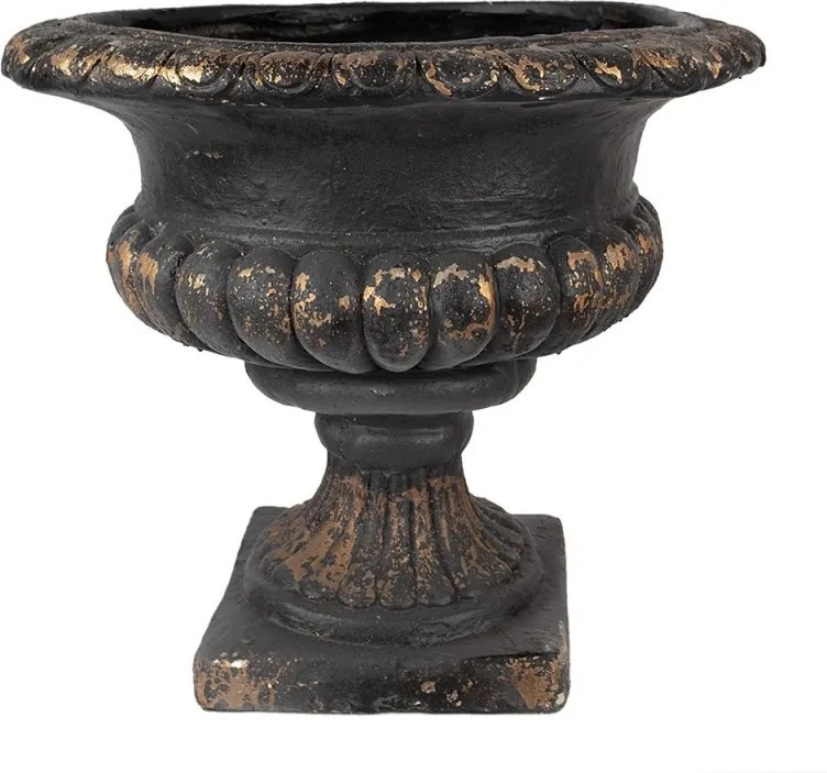 Jardinieră rotundă, negru, stil baroc, Ø52x47 cm
