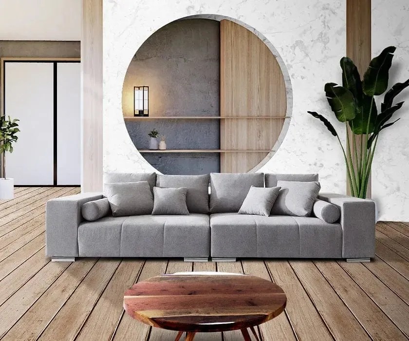 Canapea extensibilă dumonde cu ladă de depozitare si sezut confortabil din spuma high-density, Marbela Enjoy Silver XXL 295x100 cm