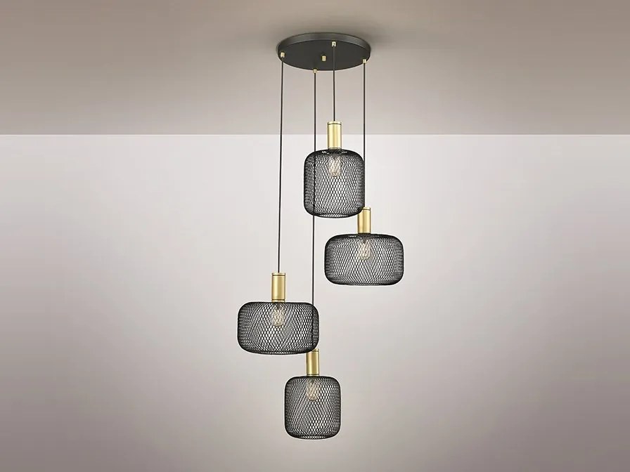 Lustra suspendata design decorativ modern Osiris 4 auriu/negru