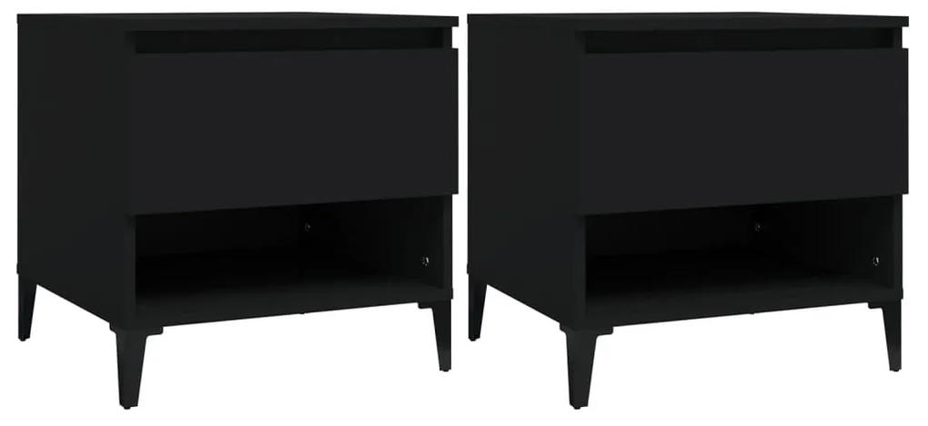 Mese laterale, 2 buc., negru, 50x46x50 cm, lemn compozit 2, Negru