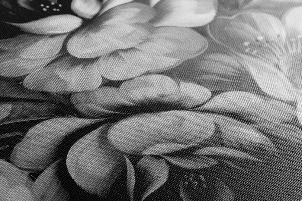 Tablou lumea florilor în design alb-negru