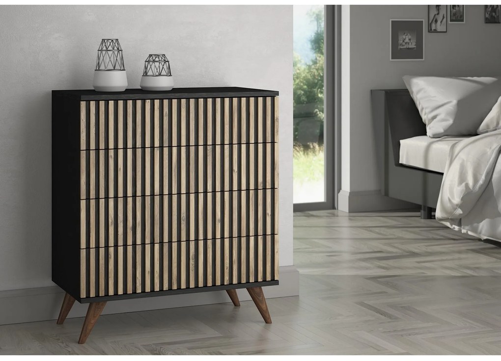 Comodă Franc 62 (lemn negru + pin atlantic). 1107930