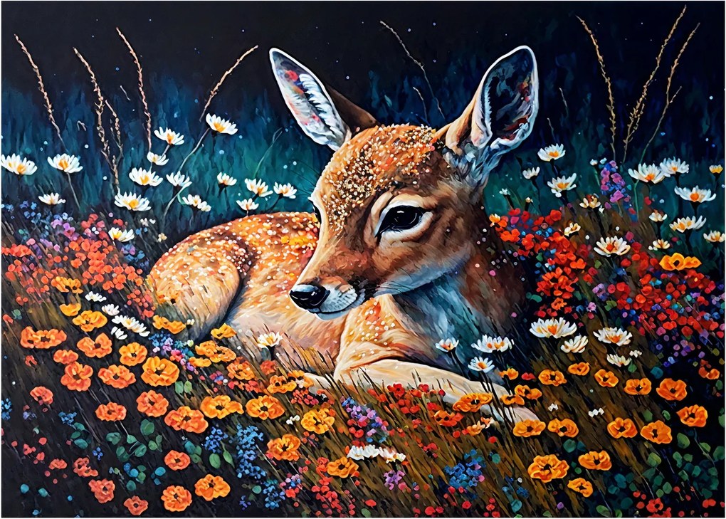 Tablou pe sticlă - Cerb pictat (70x50 cm)