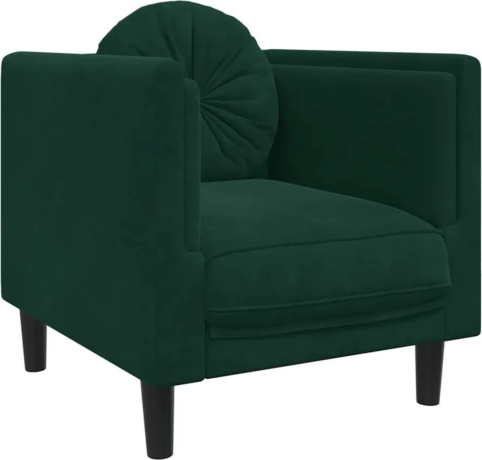 vidaXL Fotoliu canapea cu pernă, verde închis, catifea