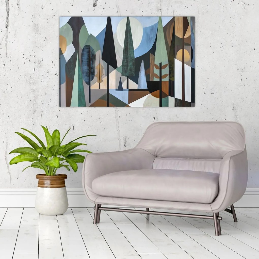 Tablou - Abstracție geometrică naturală II. (90x60 cm)