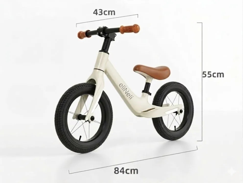 Bicicletă fără pedale LUNA cu cadru ușor, de la 2 ani, bej ELIS design