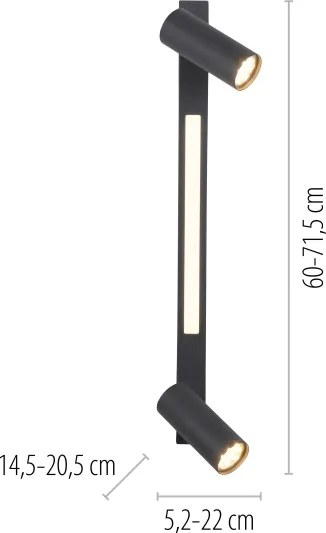 Schöner Wohnen 11793-18 - Spot LED DANTE 2xGU10/10W+LED/7,2W negru