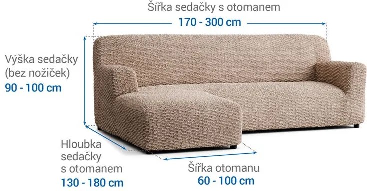 Gaico Huse bielastice MOSAICO bej canapea cu otoman stânga (l. 170 - 300 cm)