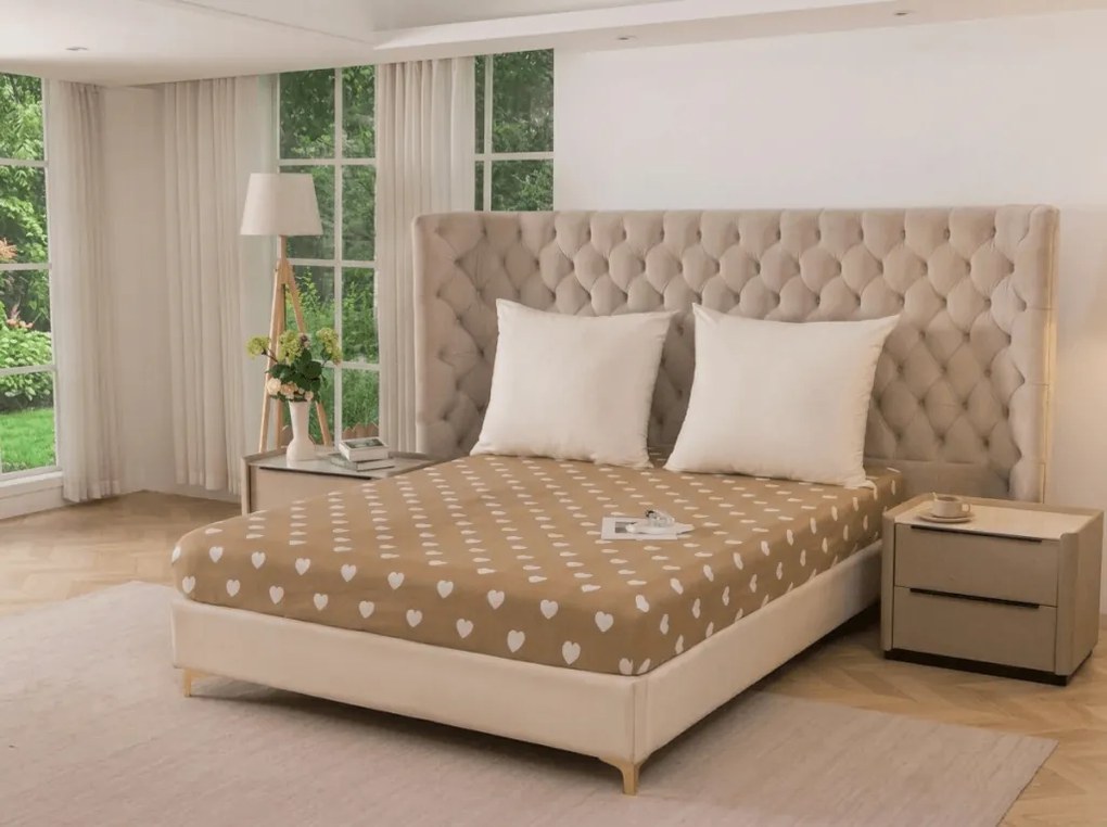 Cearsaf din microfibra CARAMHEART maro 180x200 cm