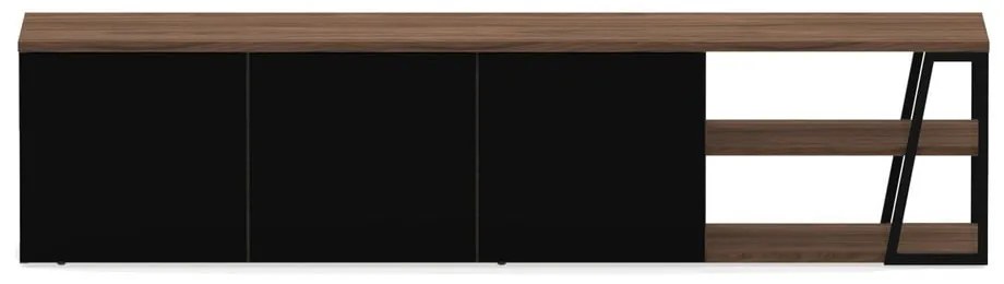 Comodă TV neagră/în culoare naturală cu aspect de lemn de nuc 190x45 cm Albi - TemaHome