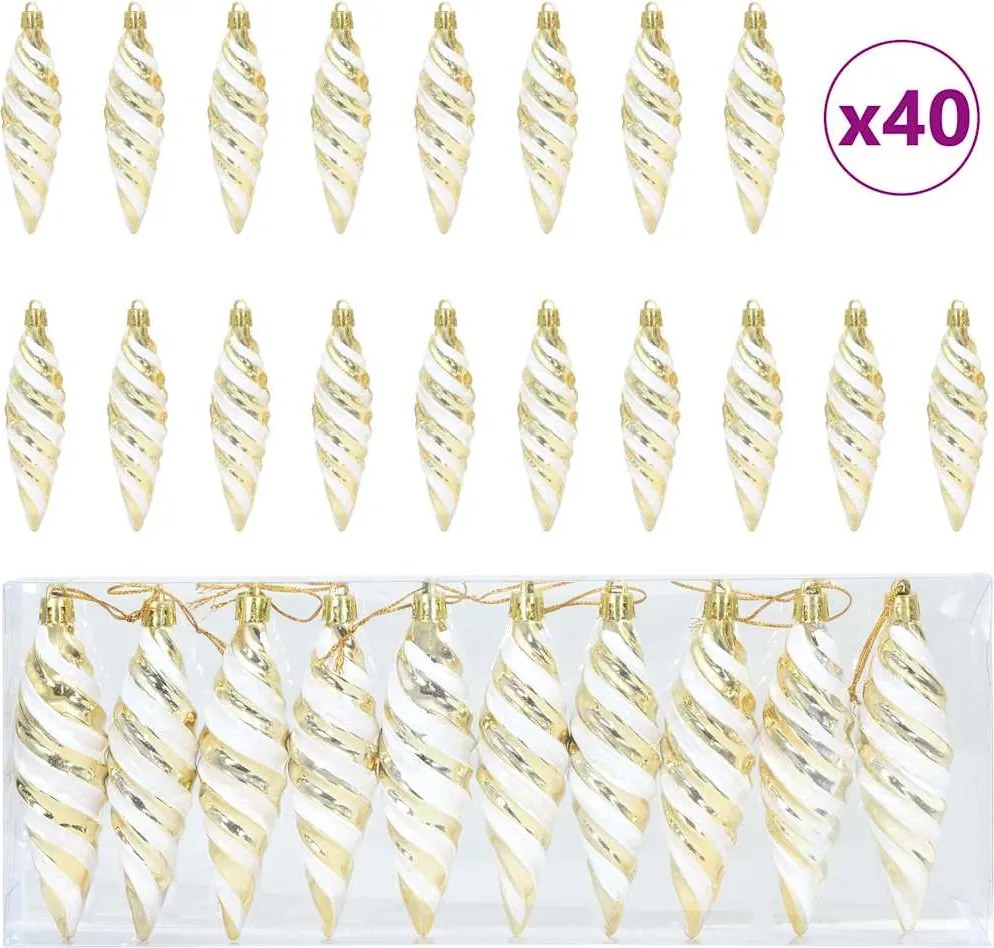 vidaXL Bola în formă de spirală de Crăciun 40 pcs Auriu Plastic