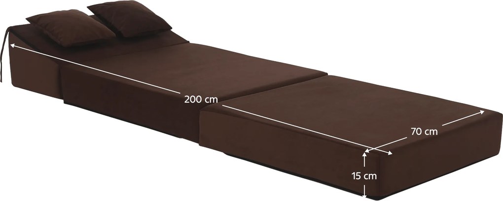 Saltea pliabilă/fotoliu extensibil, 2 in 1, maro, PELOS