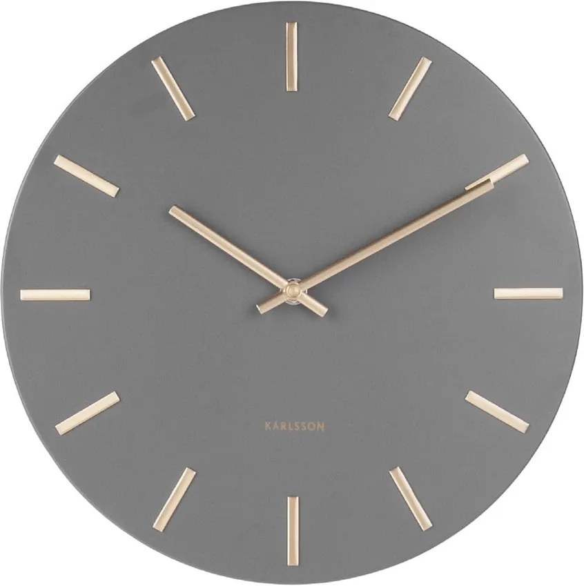 Ceas de perete Karlsson Charm, gri - auriu, ø 30 cm
