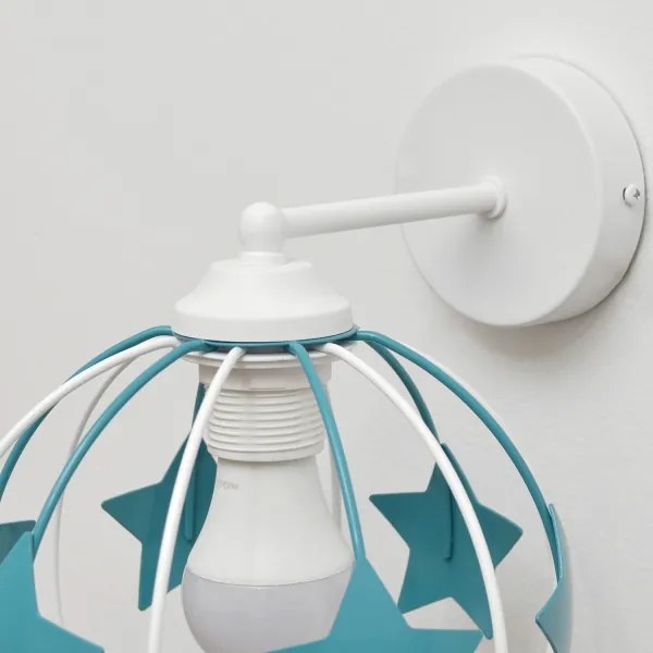 Lampă de perete pentru copii STARS 1xE27/15W/230V turcoaz/alb