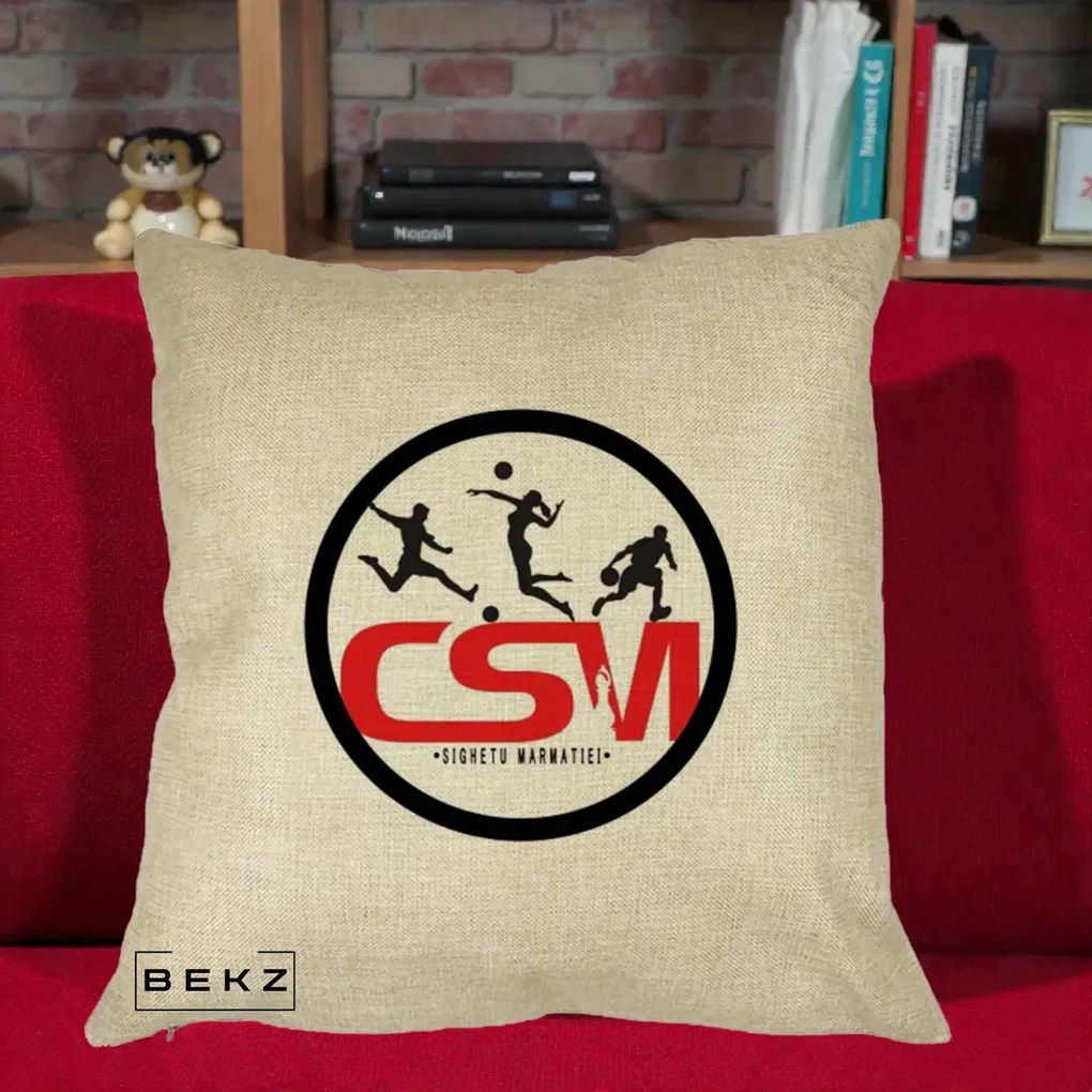 Perna Personalizata CSM Sighetu Marmatiei Sport, 40x40 cm, Crem, Husa Detasabila, Perna Inclusa, BEKZ®